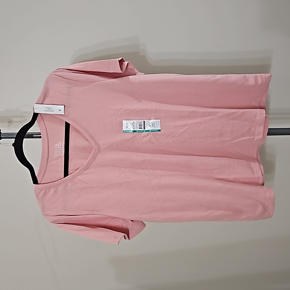 5 for $15!! NWT Women's XL Time And Tru Short Sleeve Core VNeck Tee T-Shirt Pink